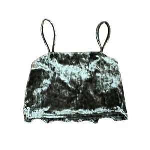 Velvet Crop Top in Shimmering Gray